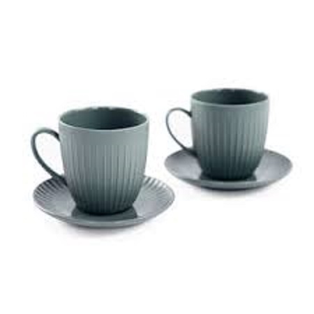 SET 2 TAZZINE CAFFE' CON PIATTINO IN PORCELLANA CAPACITA' 110 ML GRIGIO -  Casabella